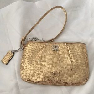 Coach Gold Sequin Wristlet